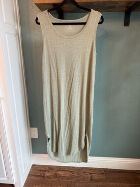 Aerie Gauzy Knit Midi Dress Size M Soft Minimalist Tank Dress Neutral Lounge
